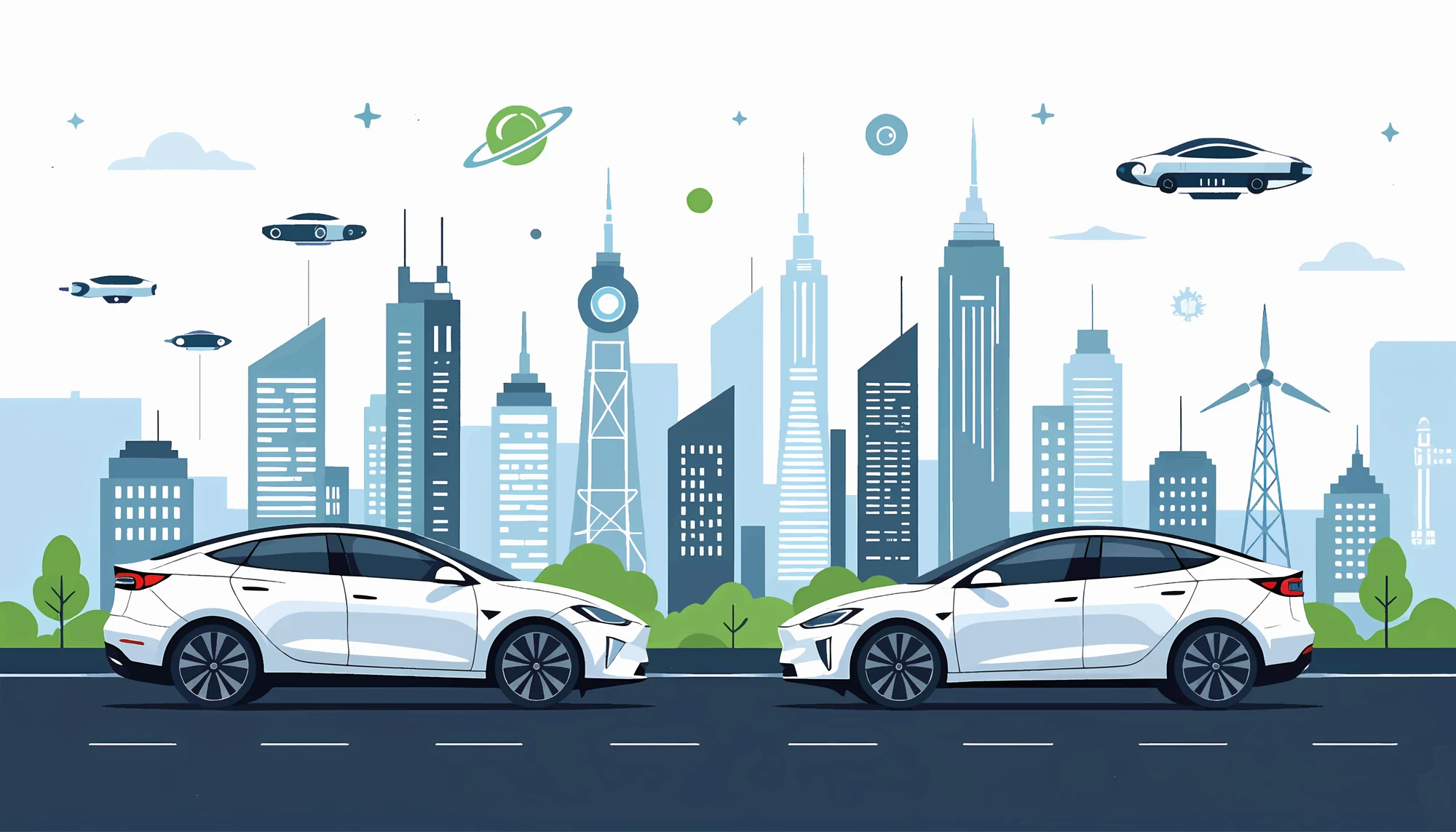 Modern city mobility illustration with cars